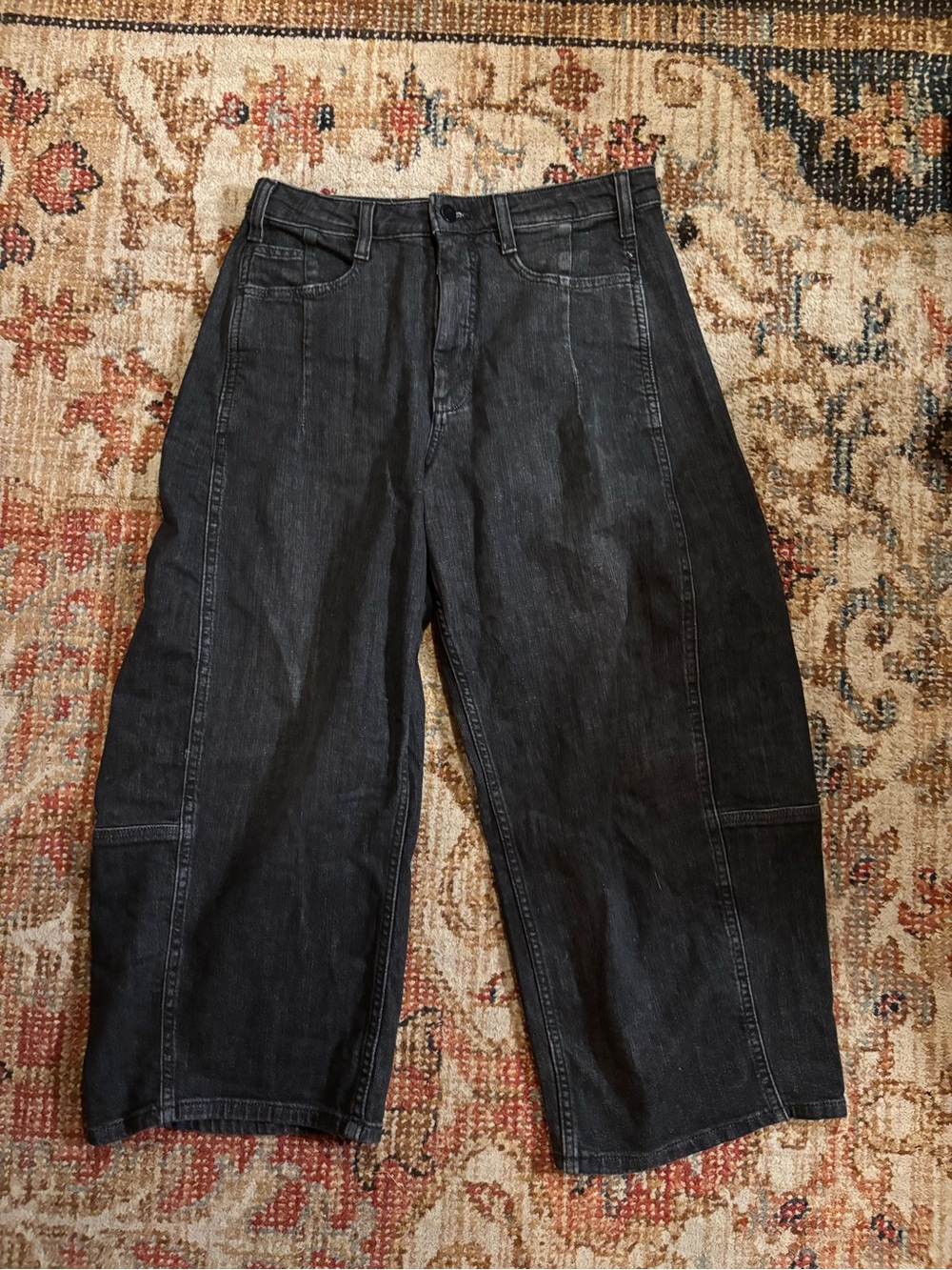 PILCRO Anthropologie Black High Rise Wide Leg Barrel Jeans - Size 28